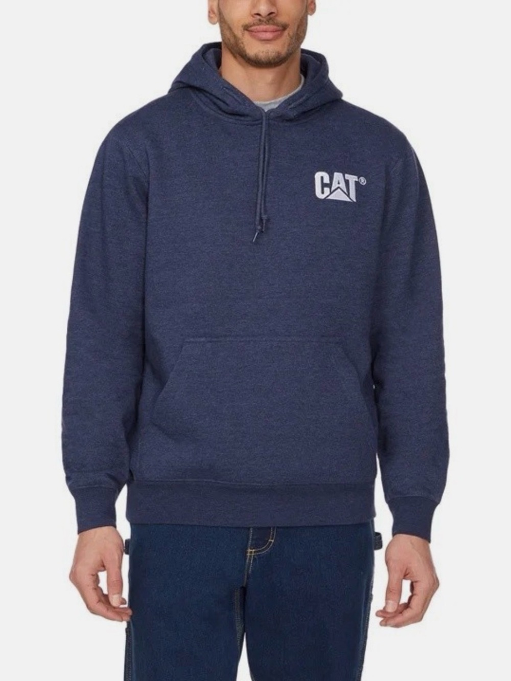 Caterpillar CAT Men's Trademark Logo Pullover Hoodie Navy Heather Large